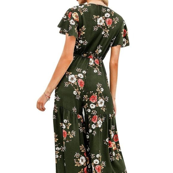 NWT Floral Keyhole Plunge V Wide Leg Jumpsuit - Picture 5 of 7